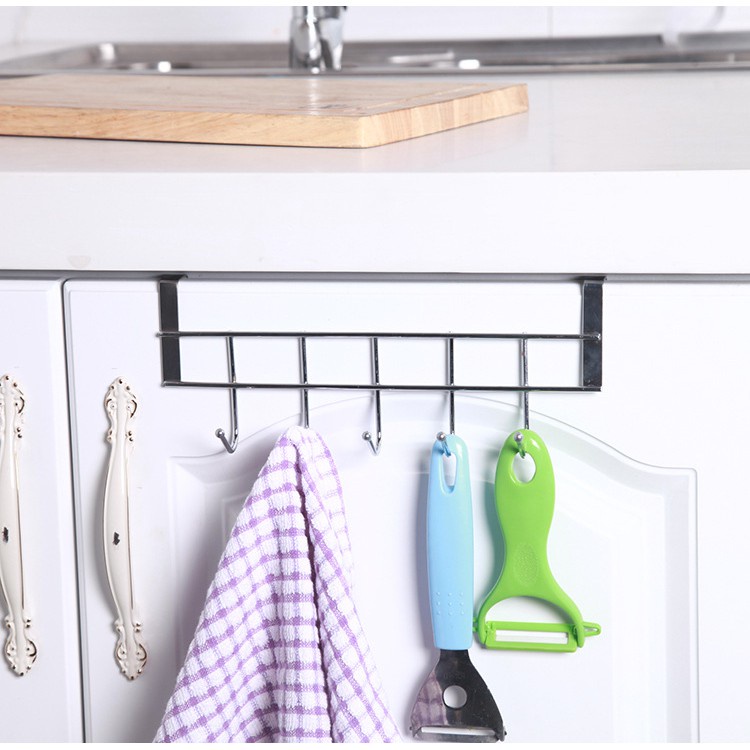 [Tổng Kho Sỉ] Khung Móc Treo Nồi INOX Gài Sau Tủ Bếp 5 MÓC KIỂU 5 - Treo Mũ Treo Đồ Sau Cánh Cửa