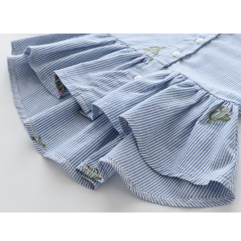 Đầm Công Chúa Mùa Xuân Thêu Hoa Viền Sọc Cho Bé Gái 2021