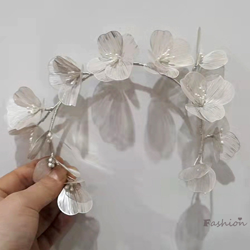 Băng Đô Cài Tóc Đính Hoa Mạ Vàng Thanh Lịch Cho Cô Dâu