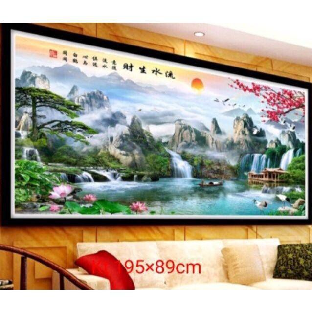 Tranh thêu chữ thập phong cảnh tuyêt đẹp 195x89Cm