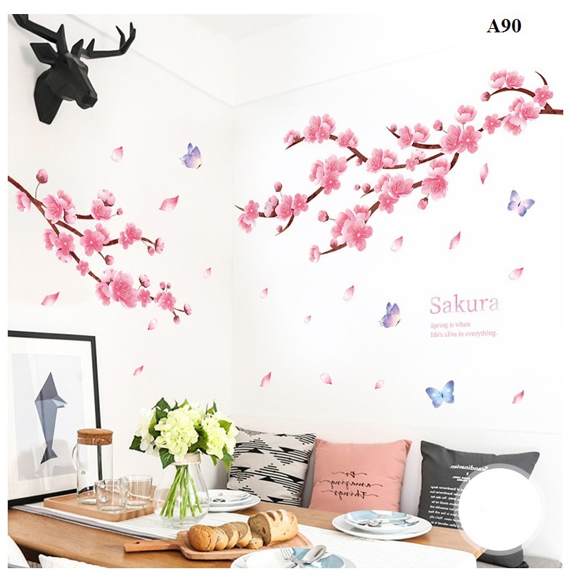 Decal dán tường Hoa đào A90 - Decal dán tường Hàn Quốc