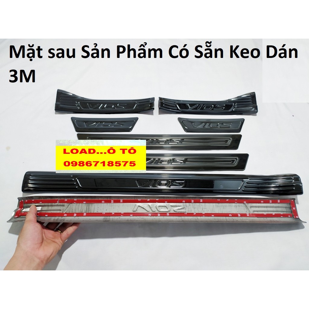 Ốp Bậc Cửa, Nẹp Bước Chân trong ngoài Xe Toyota Vios 2022-2019 Chất Liệu Titan Vân Xước Cao Cấp