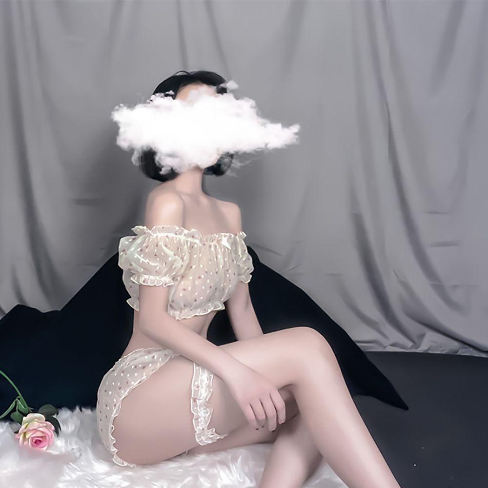 Bộ Đồ Ngủ Ngắn Họa Tiết Chấm Bi Phối Bèo Quyến Rũ Cho Nữ