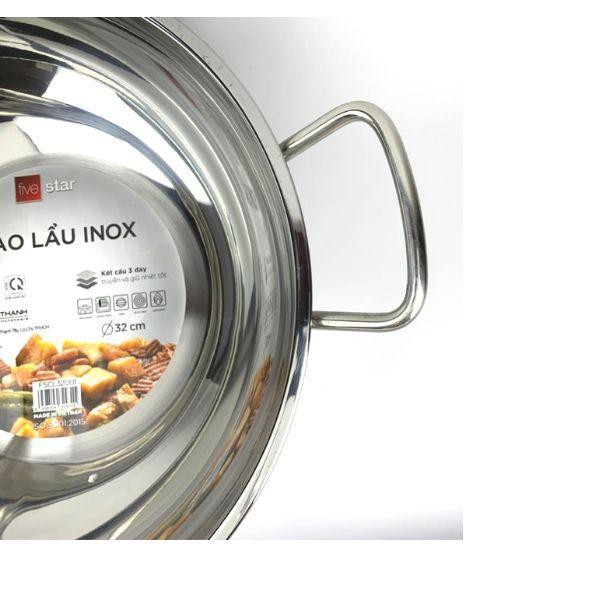 CHẢO LẨU INOX 3 ĐÁY CAO CẤP FIVESTAR 32CM CAO CẤP