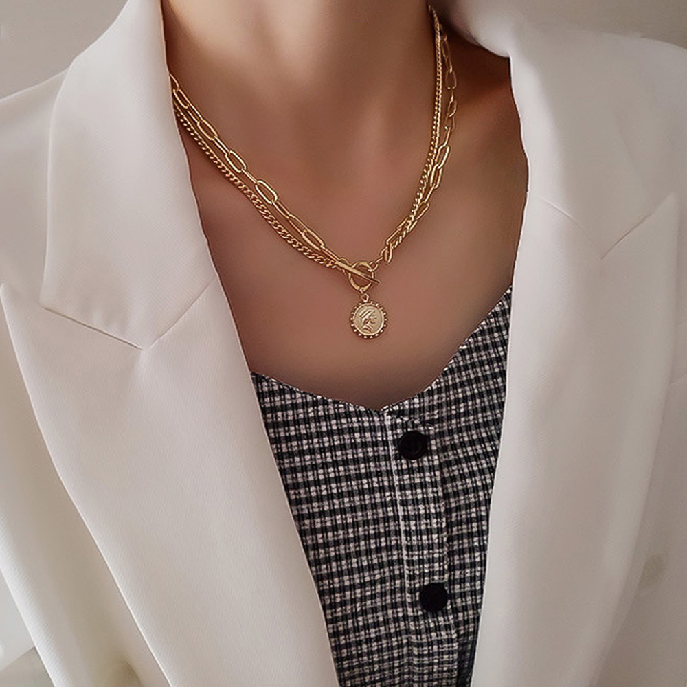 OT vòng cổ Hợp Kim Nhiều Lớp Phong Cách Vintage Cho Nữ