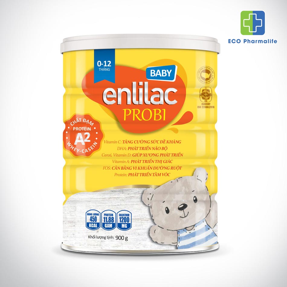 Sữa Enlilac Probi Protein A2 - Lon 900g- Sữa dinh dưỡng chuyên biệt cho trẻ biếng ăn, nhẹ cân, tiêu hoá kém