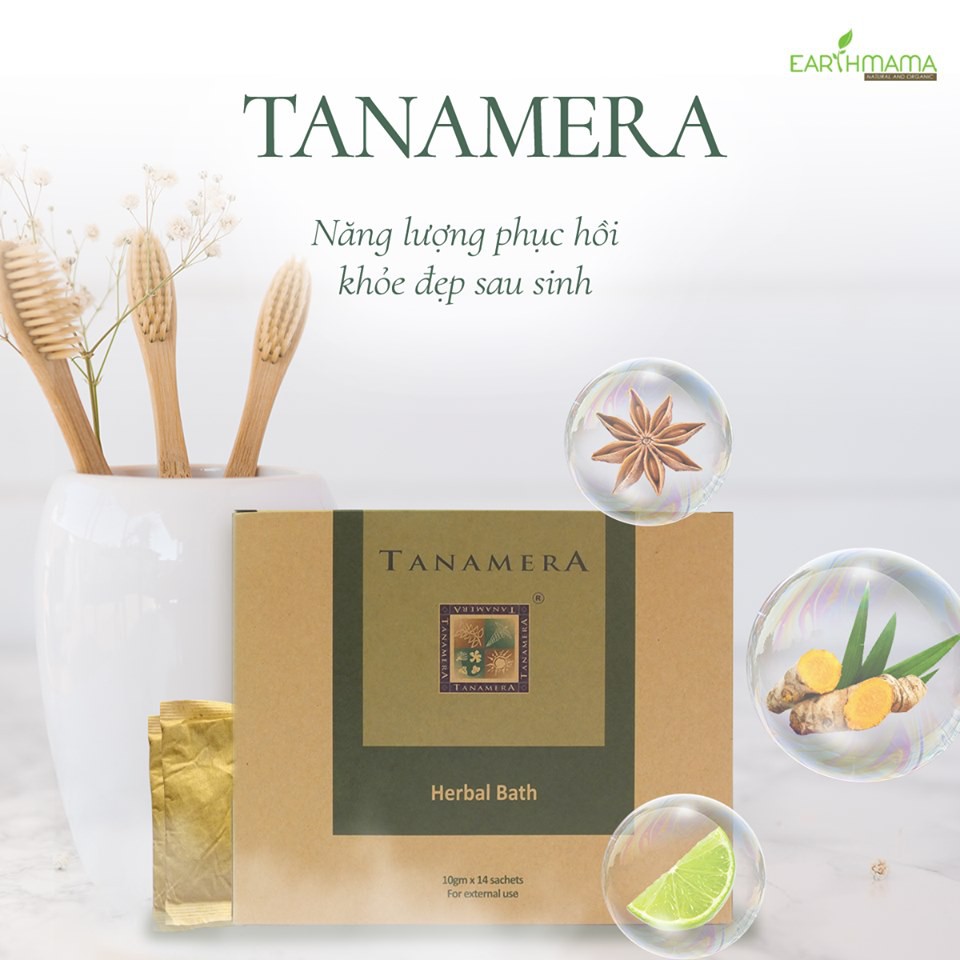 14 gói/hộp thảo mộc xông tắm sau sinh Tanamera nhập khẩu Malaysia