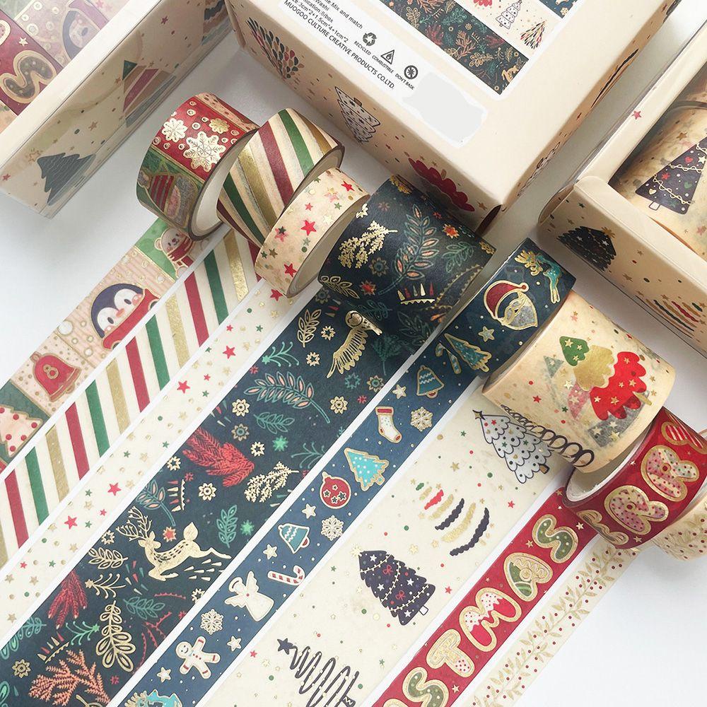 Bộ 8 Cuộn Băng Keo Washi In Chữ Merry Christmas Độc Đáo Trang Trí Sổ Tay DIY