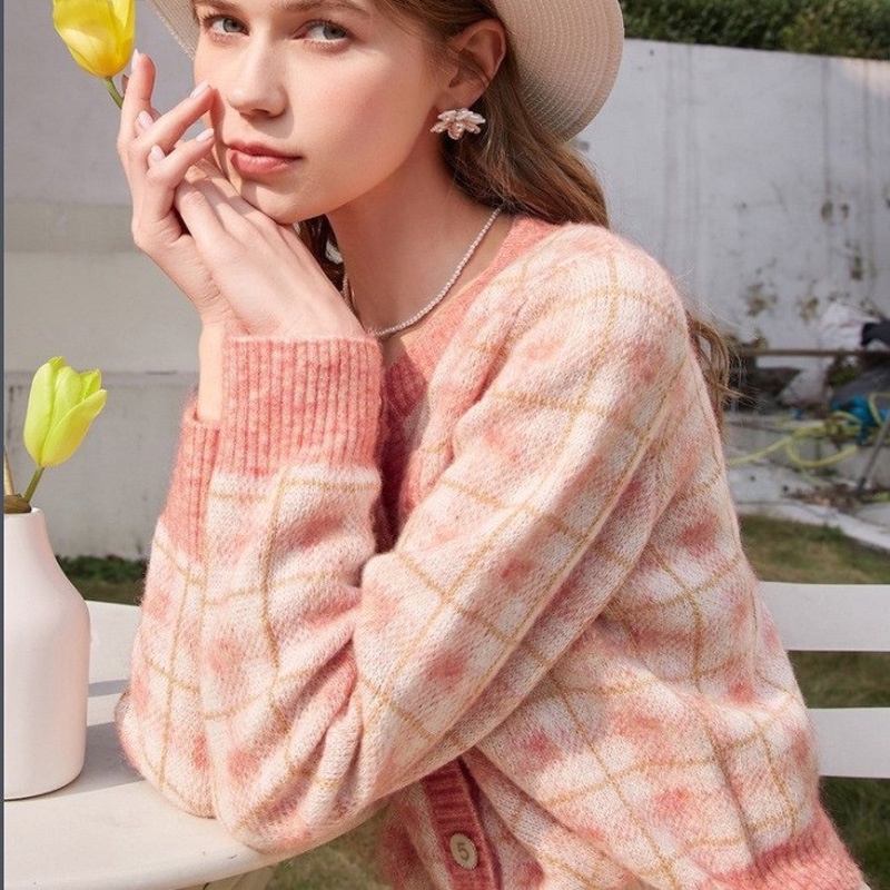 Hàng Sẵn_Áo khoác cardigan kẻ sọc ngắn rộng rãi phong cách Hàn