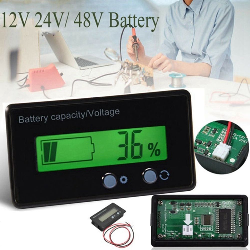 Máy Đo Dung Lượng Pin 12 / 24 / 36v / 48v Màn Hình Lcd Kỹ Thuật Số Nhiều Màu Sắc Kèm Dây Cáp Lead-Acid