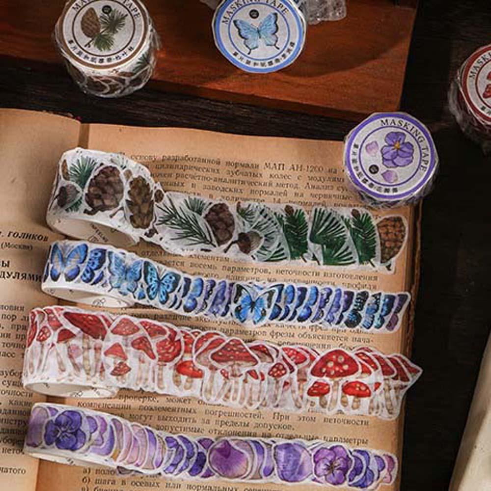 Băng Keo Dán Trang Trí Sổ Tay Hình Hoa / Bướm / Nấm Độc Đáo Xinh Xắn