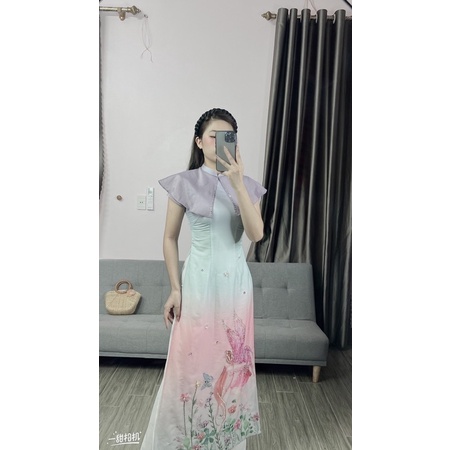 Áo Dài Cách Tân Ngoc Tiên ,Áo Dài In Hình Nàng Tiên Cách Hoa