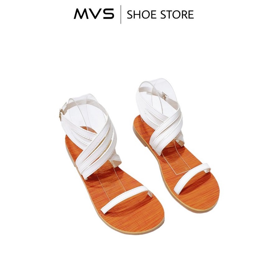 [Giao Nhanh 2H] Giày Xăng Đan (Sandal) Nữ Đế Bệt Chiến Binh Dây Mảnh Quai Chéo Hot Trend (Đen + Trắng) - Giày Dép MVS