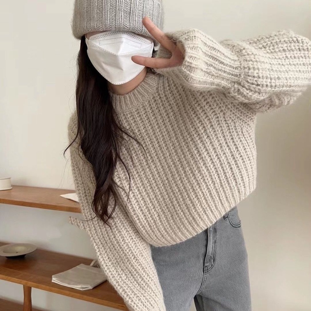 Áo Sweater Dệt Kim Dáng Ngắn Phong Cách Thời Trang Thu Đông Mới Cho Nữ