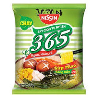 NISSIN 30 Gói Mì Không Chiên 365 Chay Súp Miso Rong Biển Nhật