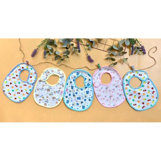 Set 2 Yếm ăn dặm dây/dán (2 lớp vải + nilon chống thấm)