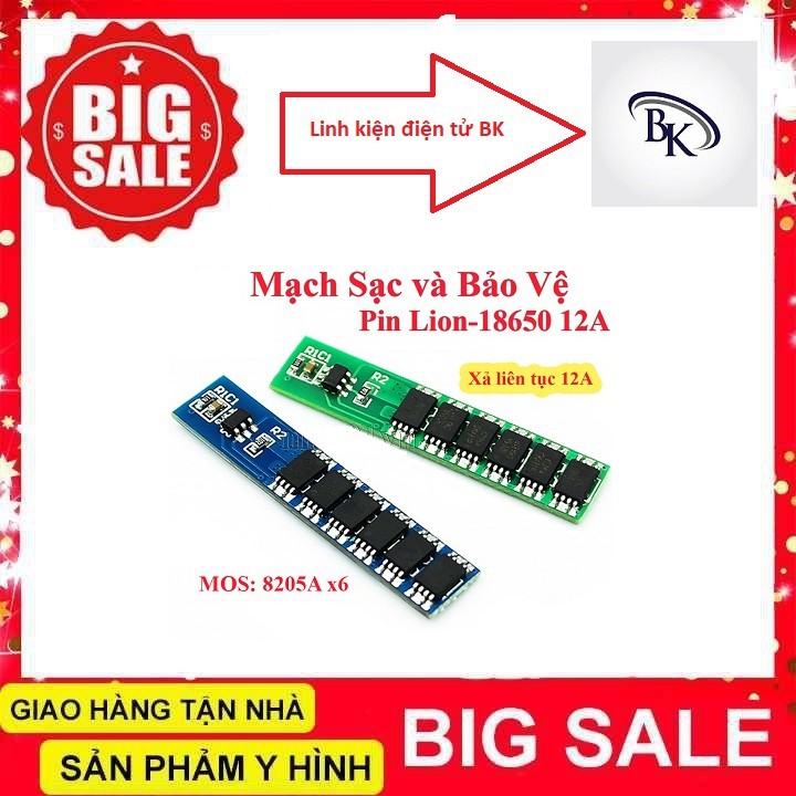 Mạch Sạc Và Bảo Vệ Pin 1 Cell 1s 18650 3.7V 12A- Linhkiendientubk