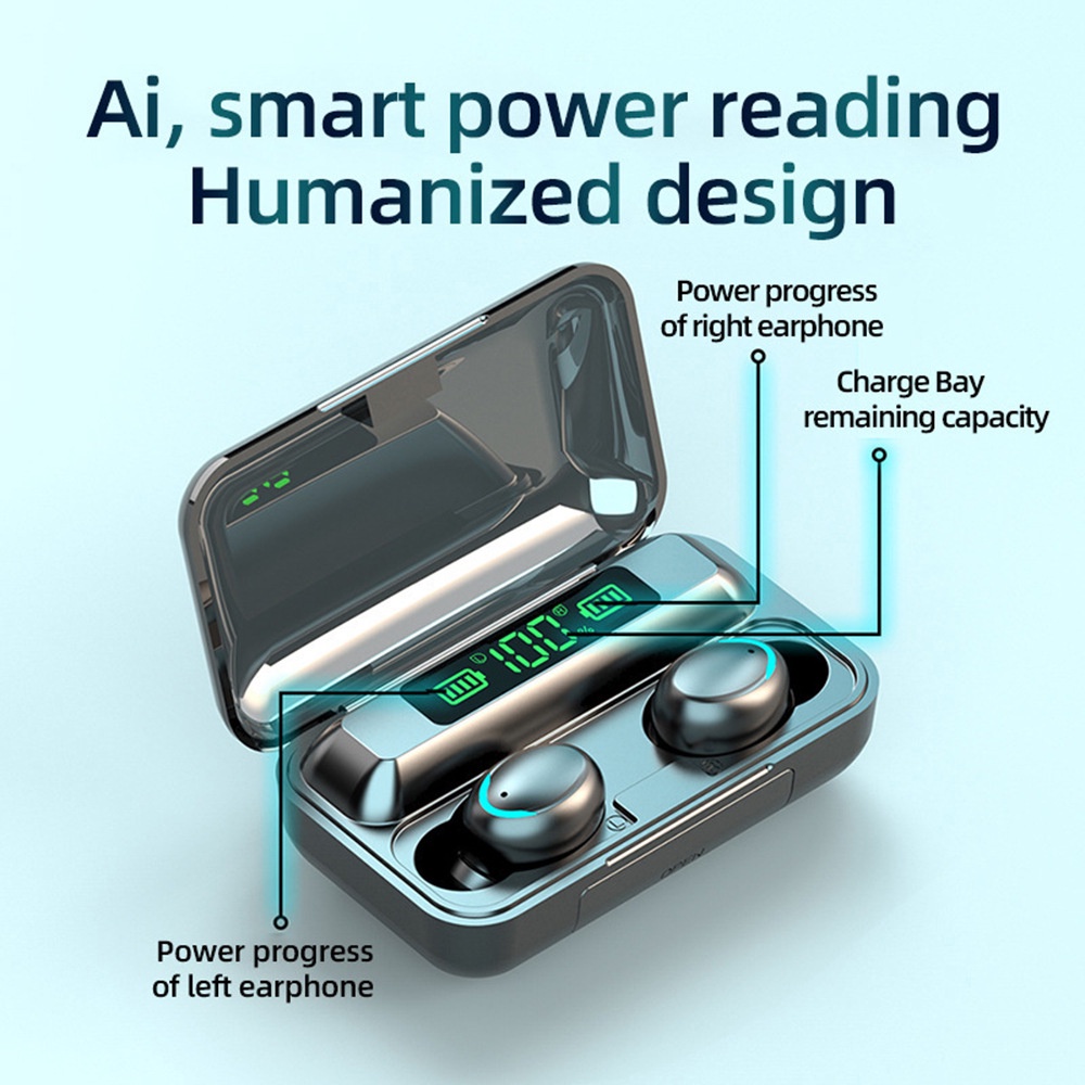Tai nghe không dây 9D Sound F9-5C TWS 5.0 F9 Chống Thấm Nước IPX7 Màn Hình Kỹ Thuật Số