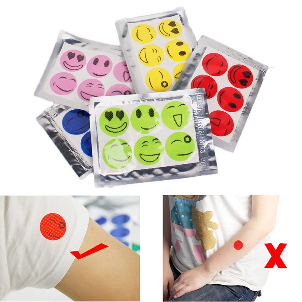 120pcs Mosquito Stickers DIY Mosquito Repellent Stickers Patches Cartoon Smiling Face Drive Repelle