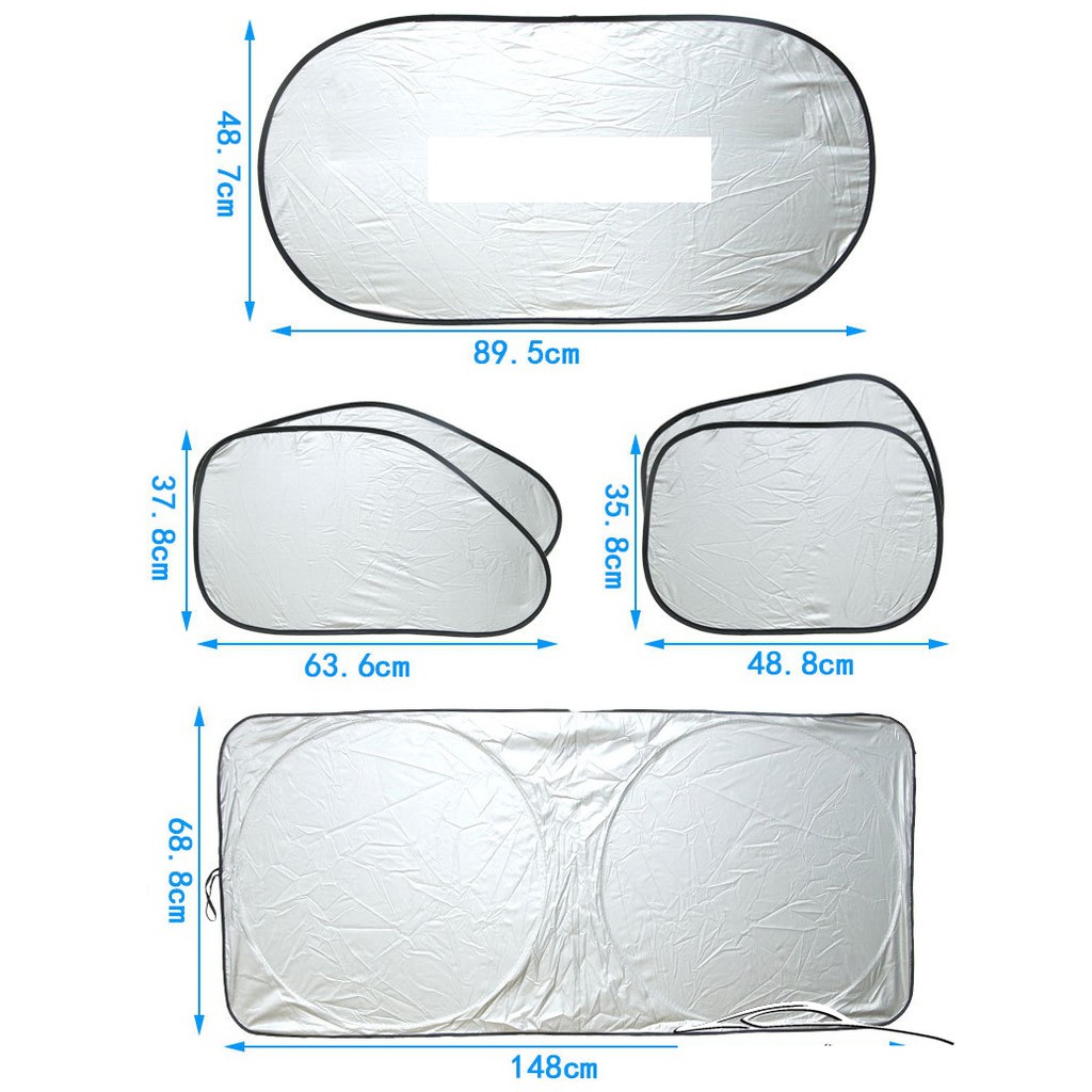 [KHUYẾN MÃI] Bộ 6 miếng chắn kính chống nắng, chống tia UV cho ô tô thiết kế tráng bạc - Hàng loại 1