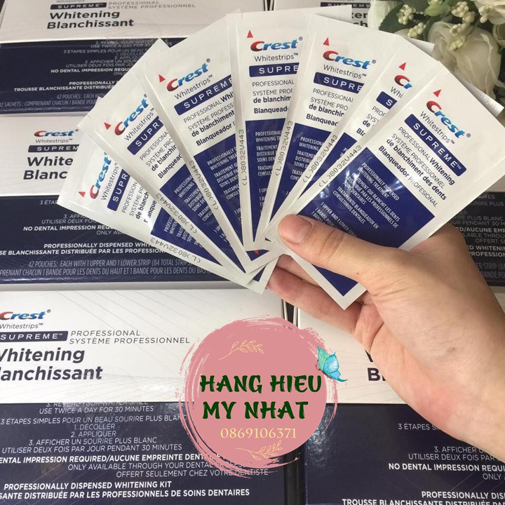 Freeship  7 miếng  Crest 3D Whitestrips Supreme  - Chính hãng kèm bill Mỹ