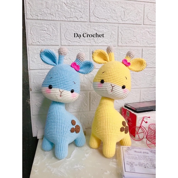 Hươu Cao Cổ Nhồi Bông Dễ Thương Cho Bé - Thú Bông Len Handmade Đan Móc Thủ Công Bằng Tay