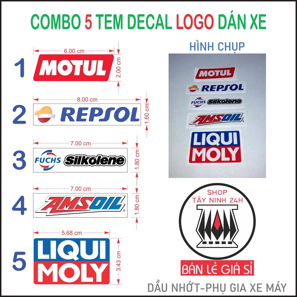 5 Tem decal LOGO HÃNG NHỚT dán xe máy Shopee Việt Nam