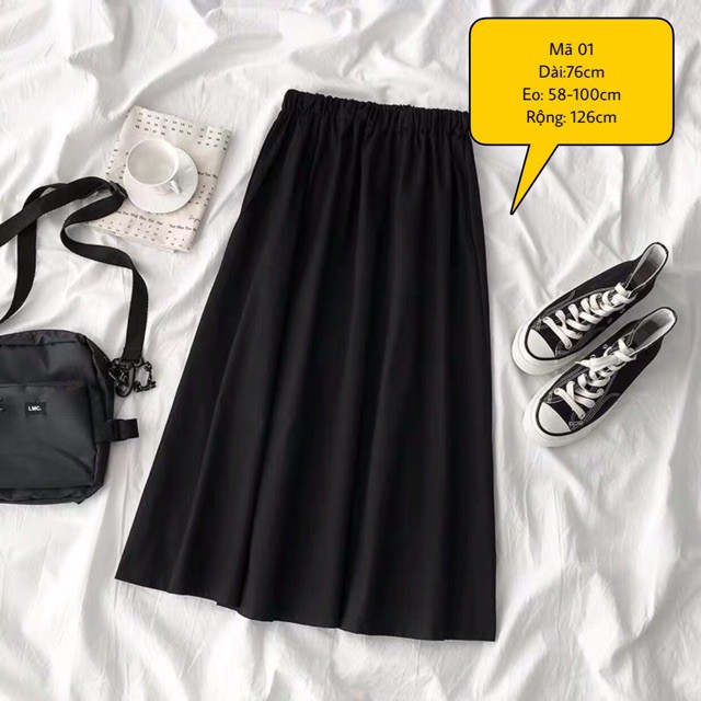 Chân váy Ulzzang phong cách Hàn Quốc dài qua gối. (Có ảnh thật) -Hàng nhập khẩu | BigBuy360 - bigbuy360.vn