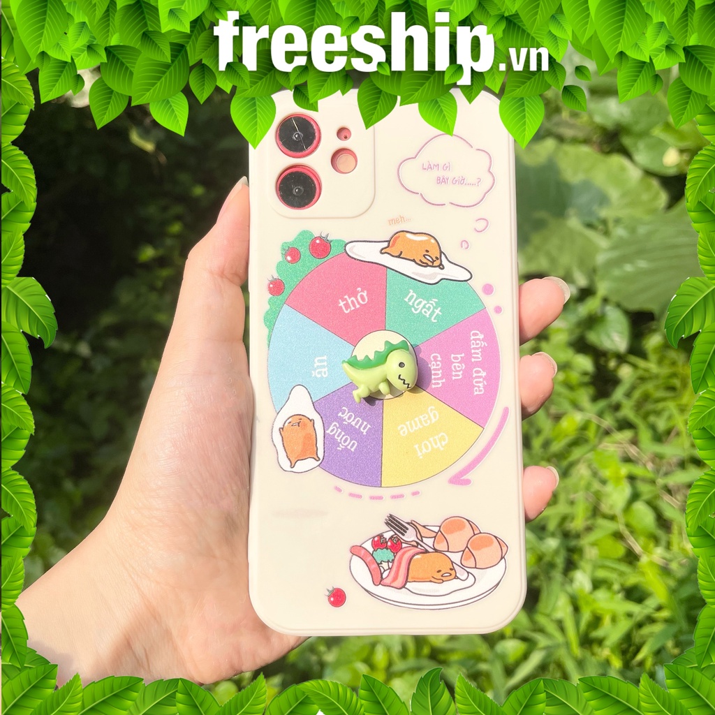 Ốp lưng iphone cạnh vuông bảo vệ camera gắn khủng long nổi xoay ốp iphone 5/5s/6/6plus/7plus/x/xs/promax/12promax bi352