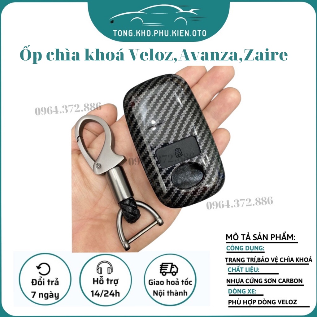 Ốp chìa khóa, bọc khóa Carbon xe Toyota Raize, Toyota Veloz, Avanza 2021 2022 2023 kèm móc treo sang trọng