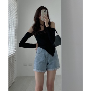 Q5530 Quần short jeans gập gấu basic Audrey