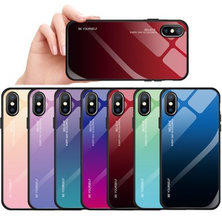 Ốp điện thoại mặt kính cường lực màu Gradient đẹp mắt cho iPhone 6 6S 7 8 6/6S/ 7/8Plus X XR XS XSMAX