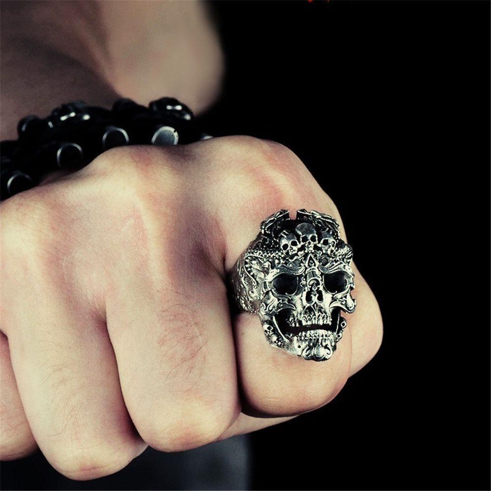Nhẫn Bằng Thép Không Gỉ Phong Cách Ấn Độ Gothic Cổ Điển
