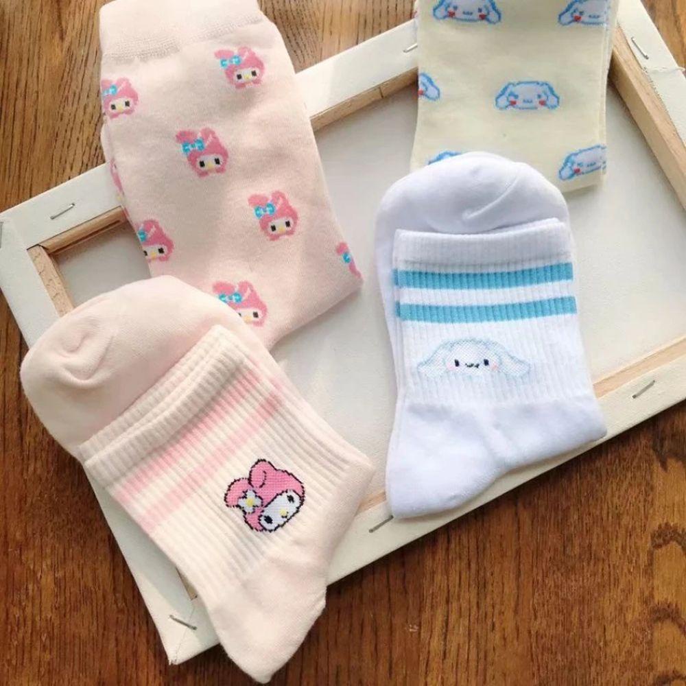 Vớ Cotton Giữ Ấm Thoáng Khí Họa Tiết Hoạt Hình Cinnamoroll Dễ Thương