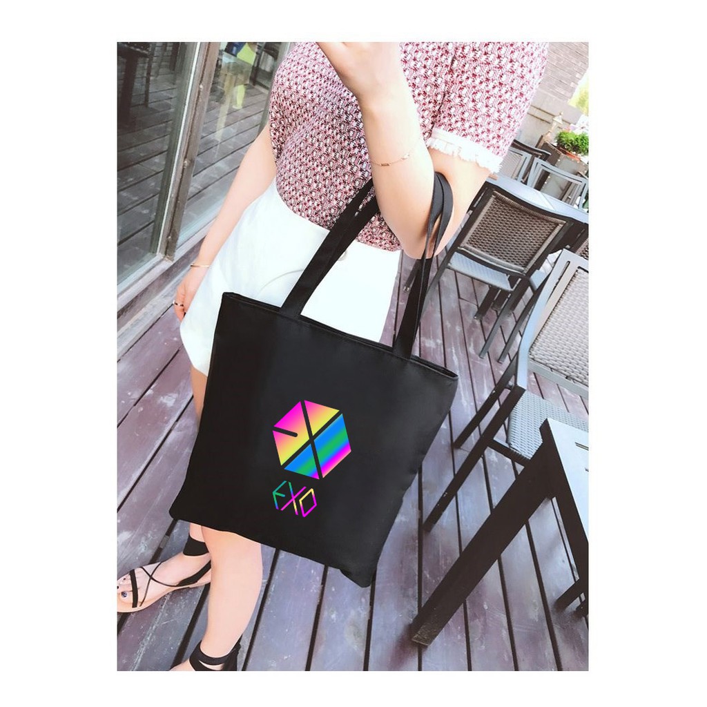 Túi tote vải bố đeo vai canvas in 7 màu nhóm &quot; XO&quot;