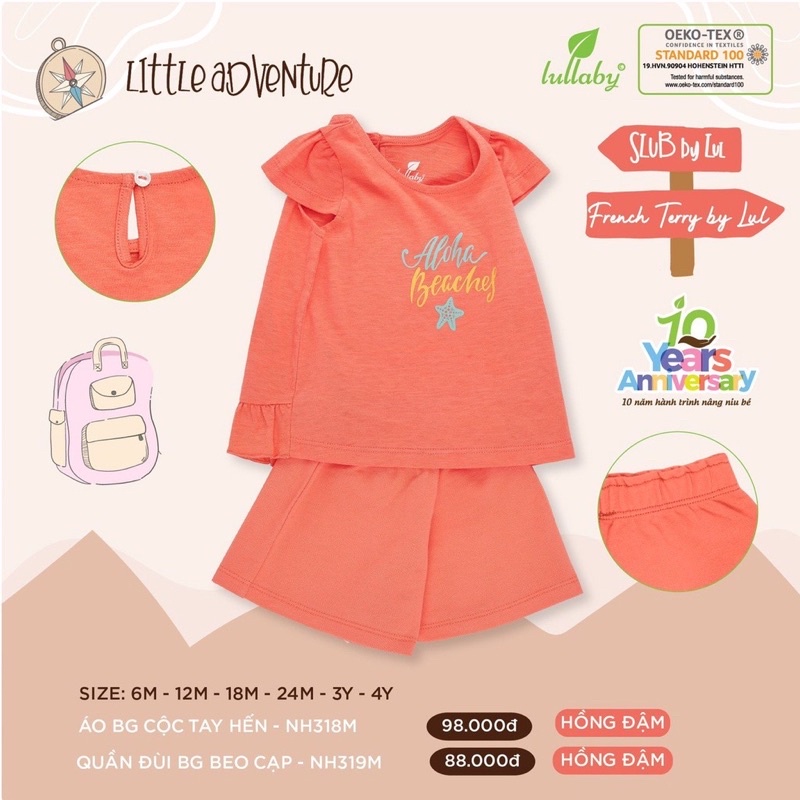 Bộ Lullaby cotton mẫu mới 2022 dành cho bé size 3-6m đến 4y