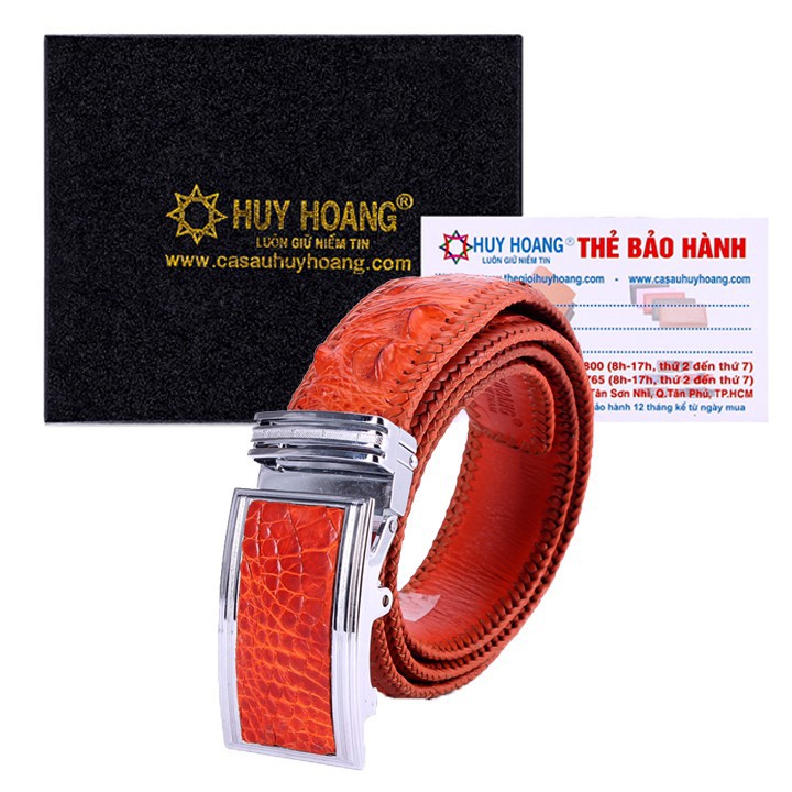 Thắt lưng nam da cá sấu đan viền bản lớn gai màu vàng HW4704