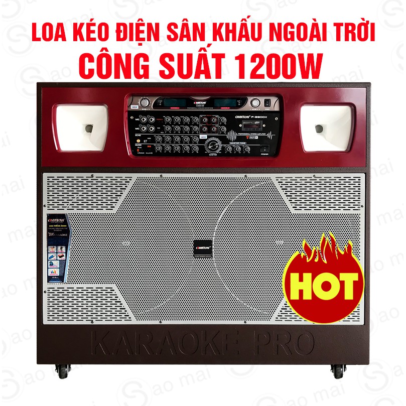 Loa kéo Điện OMATON F-3900X, 2 BASS 4 TẤC, MICRO UHF, LOA KARAOKE Bluetooth CÔNG SUẤT CỰC MẠNH