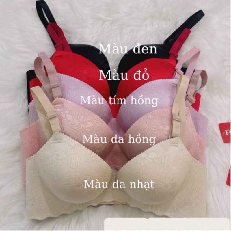 Áo lót nữ su vân hoa không gọng, thông hơi , mút đệm bàn tay tầm 3 phân, mút mềm mại dễ chịu. Size: 34,36,38.