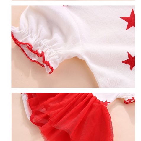 Váy body sơ sinh dài tay bé gái họa tiết sao kèm tuban size 0-12 tháng SS10