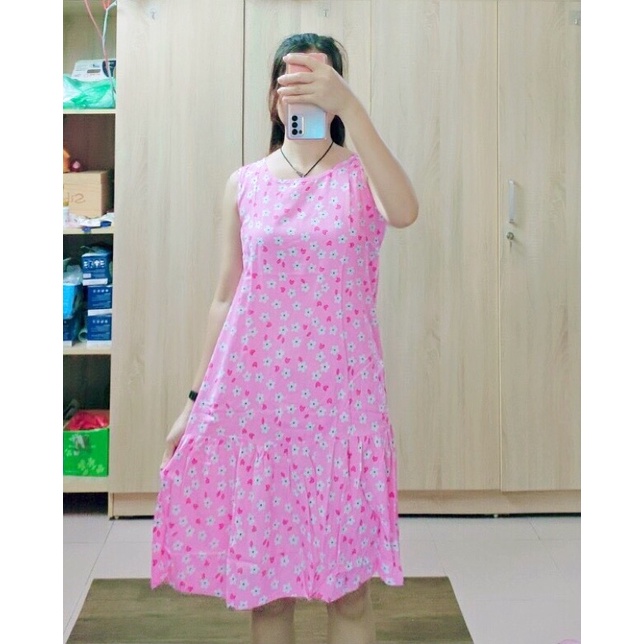 🌼Váy lanh Việt Thắng đuôi cá sát nách (ảnh tự chụp) | BigBuy360 - bigbuy360.vn