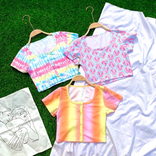 Áo croptop thun borip nút bấm ( HÌNH THẬT )