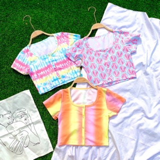 Áo croptop thun borip nút bấm
