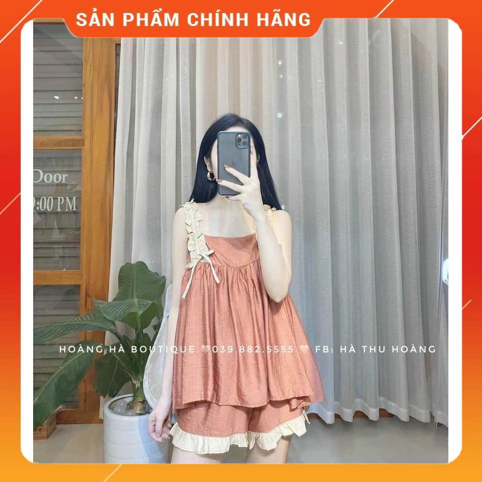 Bộ bầu mùa hè chất đũi siêu mềm mát đồ bộ cho bà bầu 2 dây quần bầu có chun chỉnh