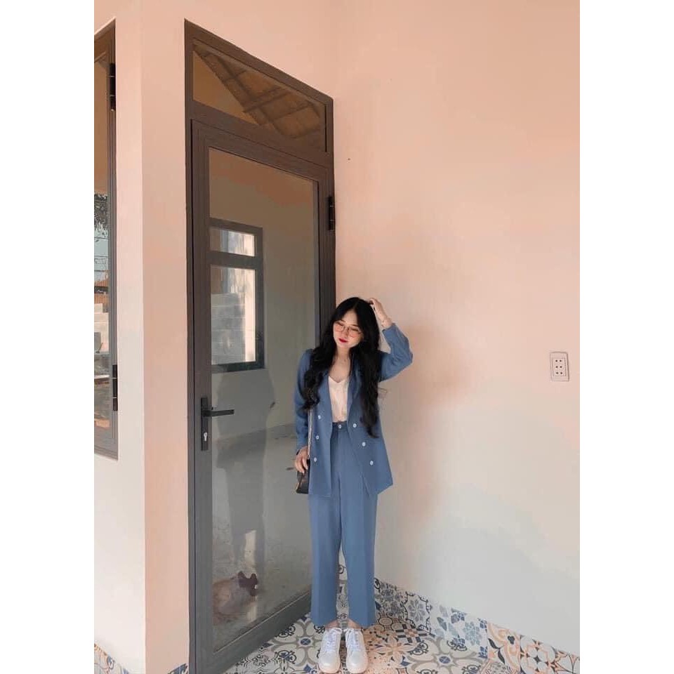 Sale Set Vest 3 Món NAVIA Cực Xinh, Áo Vest Blazer Mix Quần Tây Baggy Kèm Áo 2 Dây Thiết Kế Thanh Lịch Công Sở, Đi Làm G