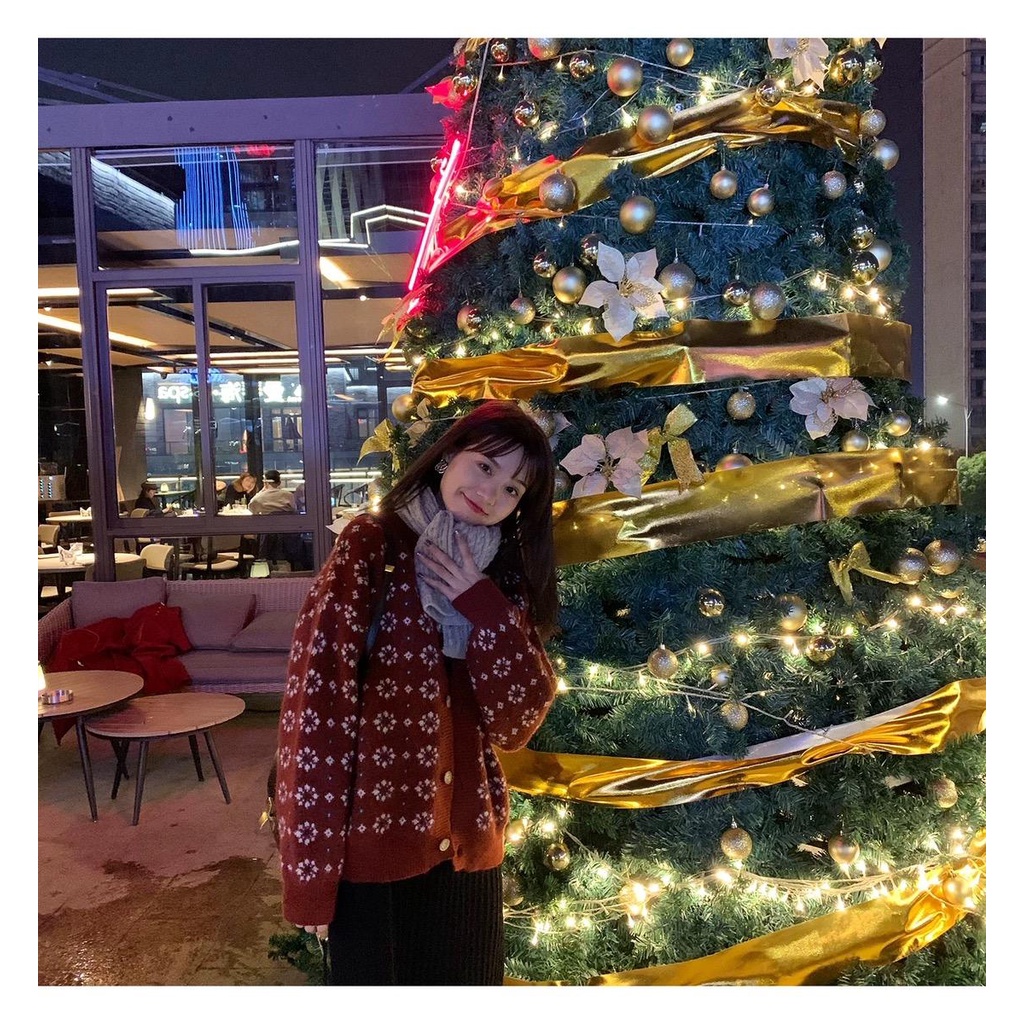 MS830 Áo len hoa văn, áo khoác len đỏ Giáng Sinh Noel, Tết