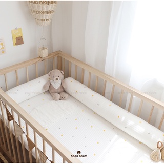 Set chăn ga gối cho bé, hoạ tiết thêu trăng sao, trần bông hữu cơ