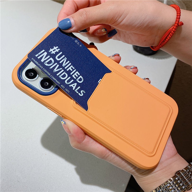 Ốp điện thoại mềm màu kẹo có ngăn đựng thẻ chống sốc thích hợp cho Iphone 12 11 Pro Max Xr Xs Max X 7 8 Plus 12pro