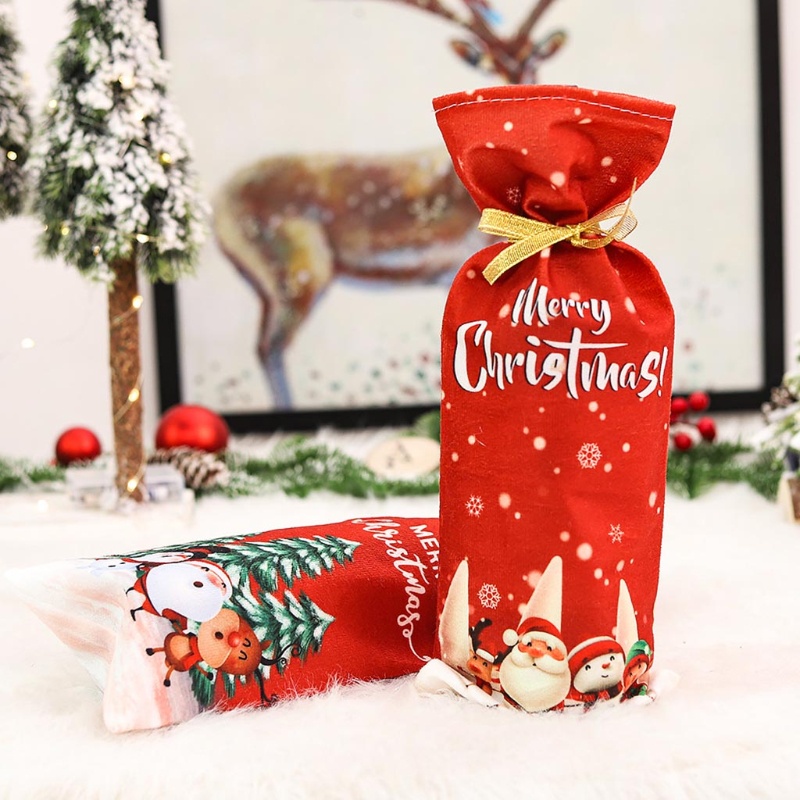 Set 2 Vỏ Bọc Chai Rượu Hoạ Tiết Giáng Sinh Dễ Thương