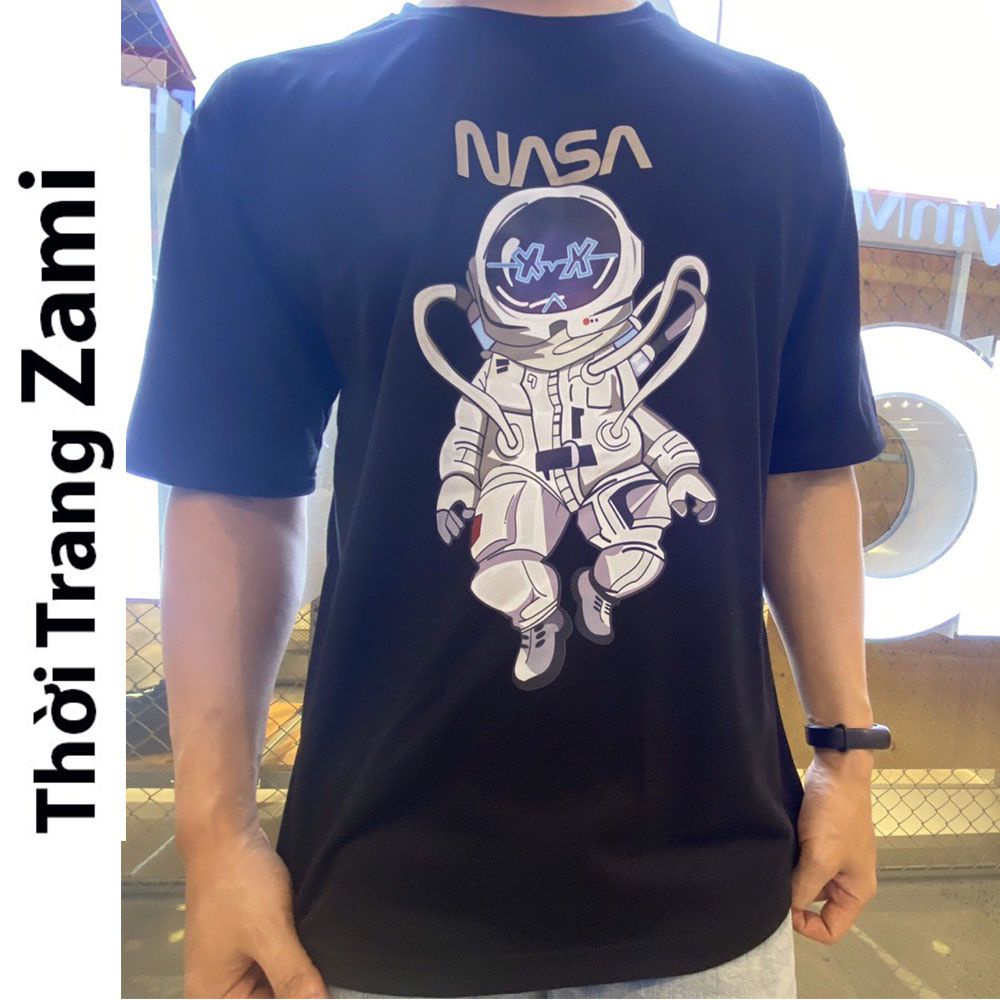 Áo Thu Phông Nam Nữ Form Rộng Oversize Basic Chất Cotton Mềm Mát Freesize Street Style Áo In NASA ZT15 Zami